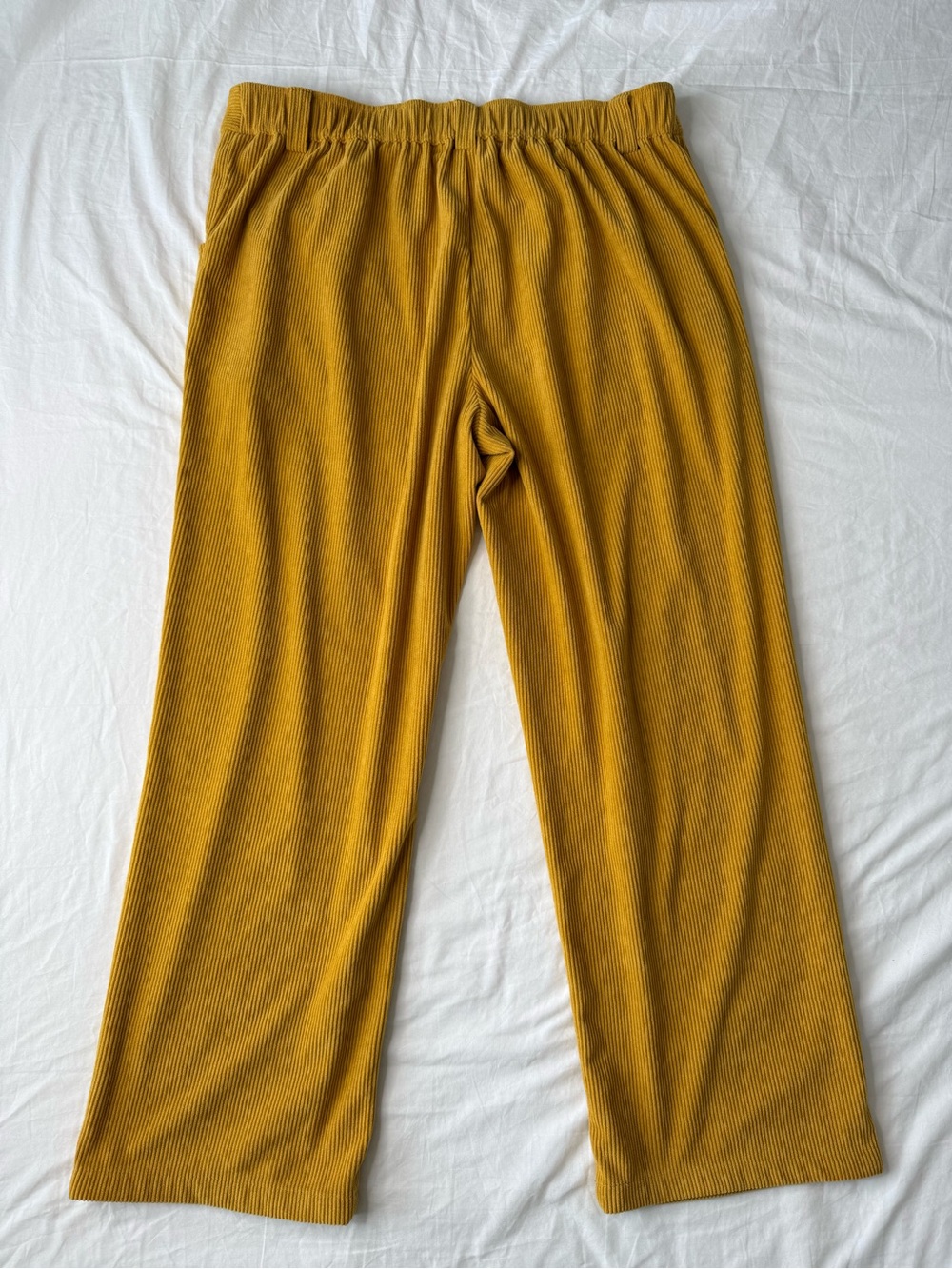 Halara Mustard Yellow Corduroy Wide Leg Pants XL Mid Rise Pleated Stretch Casual - Picture 4 of 12